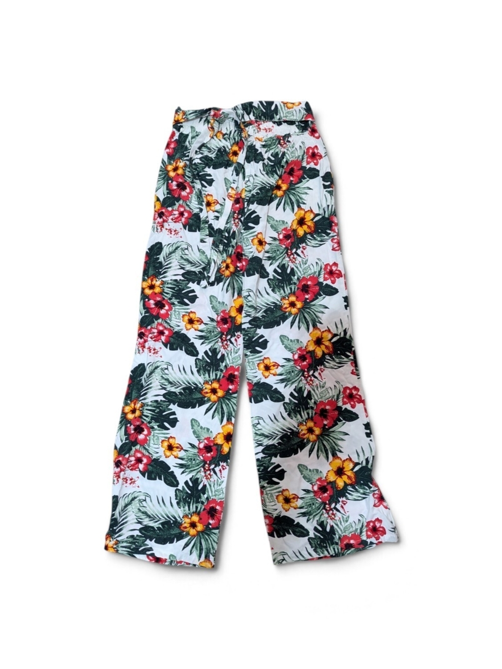 Guess White Wide-Leg Tropical Pants